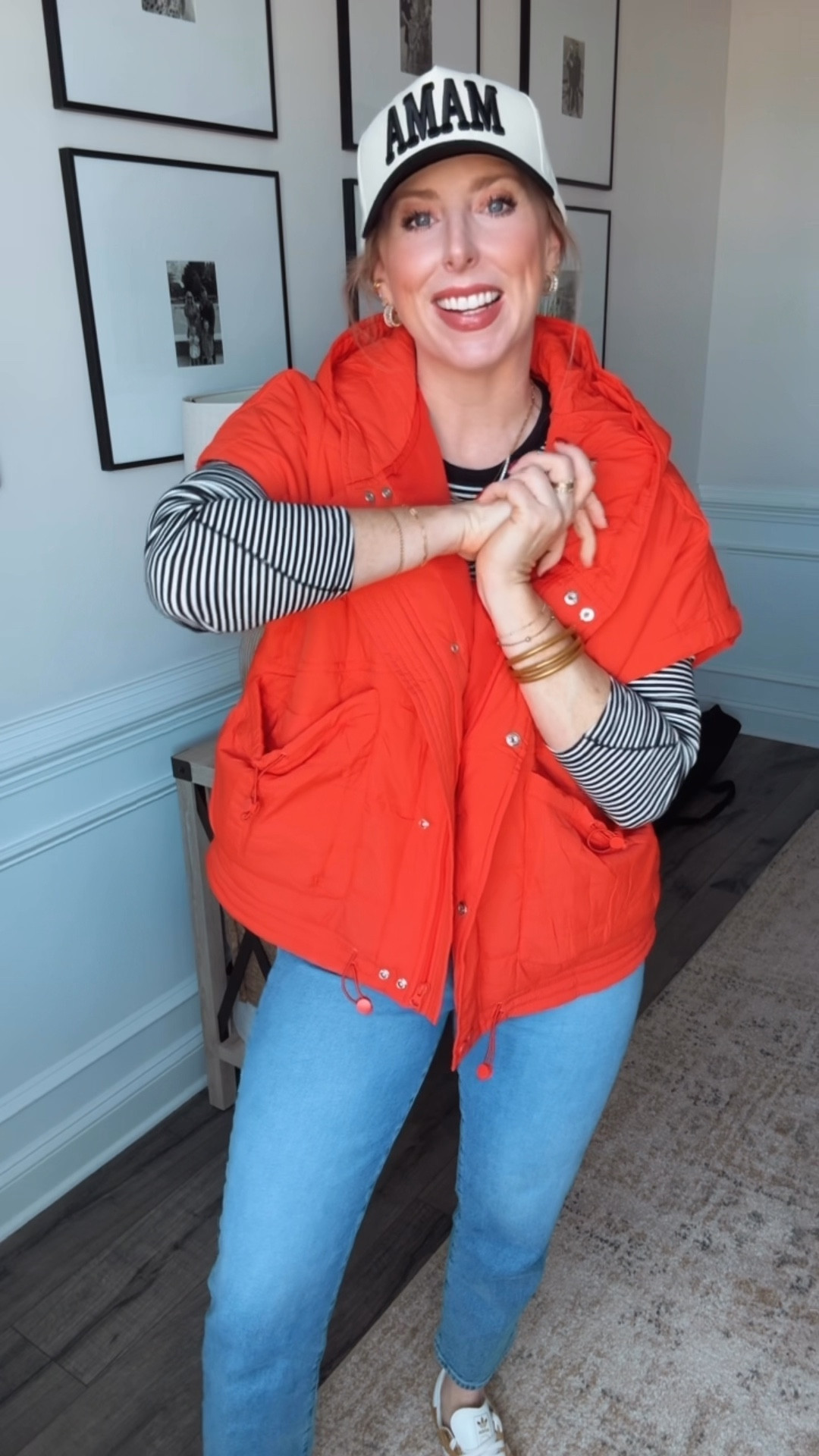 Outfit of the day! This short sleeve puffer vest from Amazon is a look for less!! So cute paired with stripes & jeans! 

#LTKFindsUnder50 #LTKSaleAlert #LTKmomlife