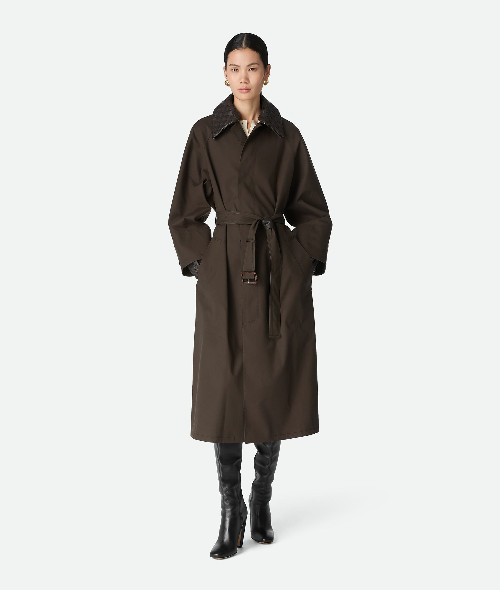 Women's Cotton Trench Coat in Deep moss | Bottega Veneta GB | Bottega Veneta