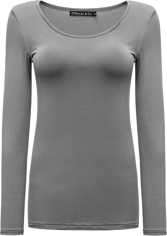 OThread & Co. Women's Long Sleeve T-Shirt Scoop Neck Basic Layer Stretchy Shirts | Amazon (US)