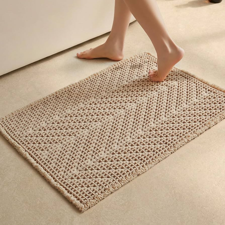 Sunfly Waffle Bath Mat, Boho Bath Rugs for Bathroom Floor Super Absorbent & Quick Dry, Non-Slip W... | Amazon (US)