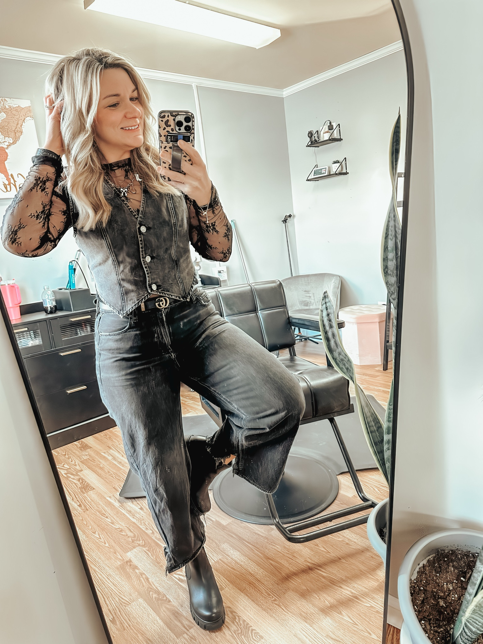 The hair stylist in me, lives for a monochrome black outfit 🖤 

#Monochrome #allblack 

#LTKMidsize #LTKStyleTip #LTKWorkwear