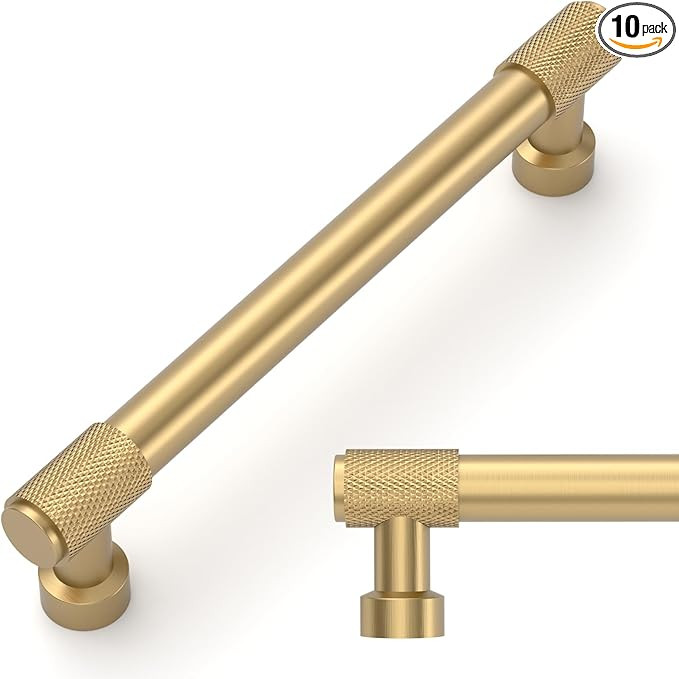 Amerdeco 10 Pack Champagne Bronze Knurled Cabinet Pulls 5 Inch(128mm) Hole Center Kitchen Cabinet... | Amazon (US)