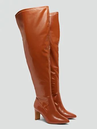 Citrine Patent Leather Thigh-High Boots - Nadia x FTF - Fashion To Figure | Fashion to Figure