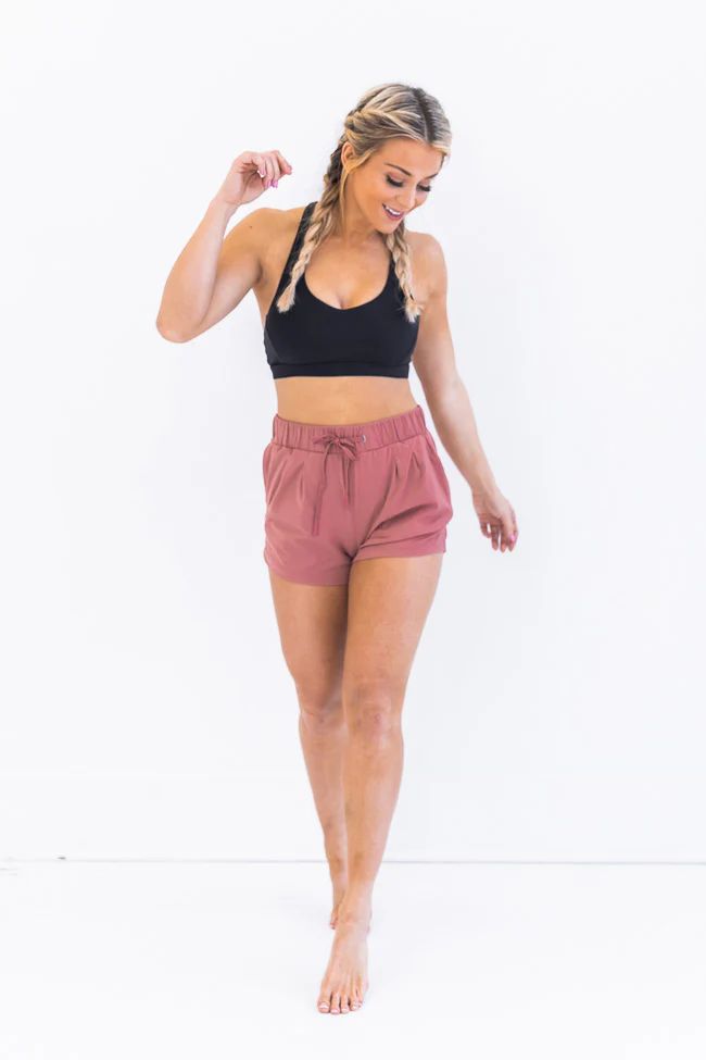 Overtime Hours Rose Running Shorts | The Pink Lily Boutique