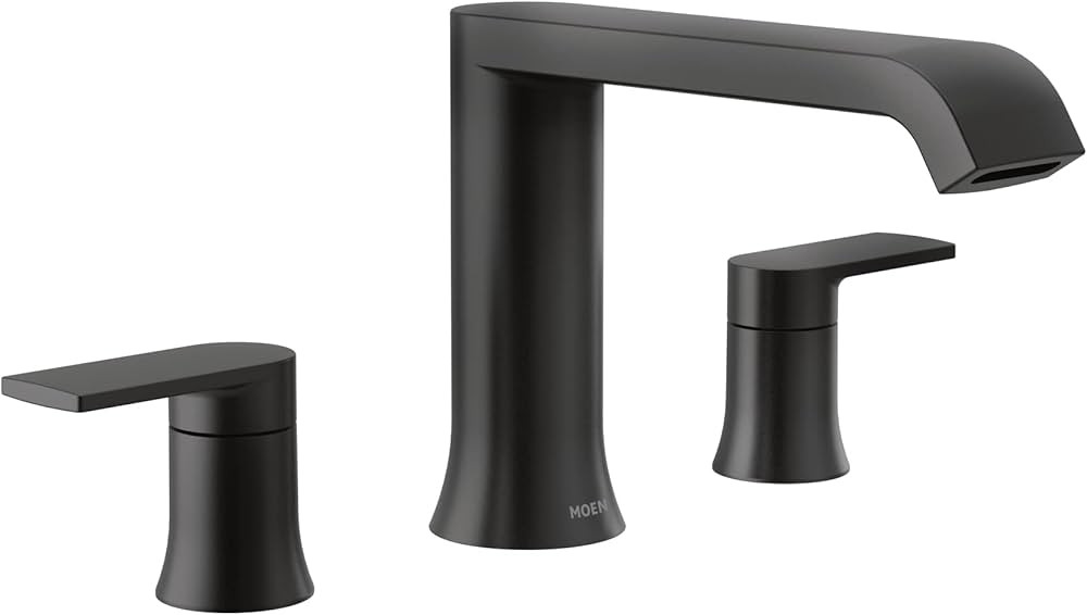Moen Genta LX Matte Black Two Handle Deck Mounted Modern Roman Tub Faucet, Widespread Bathtub Fau... | Amazon (US)