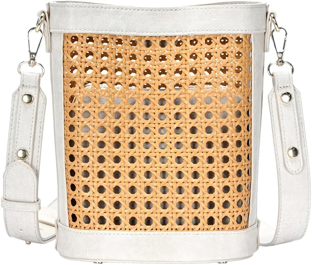 Womens Girls Straw Rattan Spring Summer Lightweight Bucket Satchel Crossbody Purse Bag | Amazon (US)