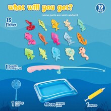 pcs Single Player Magnetic Fishing Pool Toy For Kids GameBath Tub Childrens Party Toy With Rod Net Plastic Floating Fish Colored Marine Animal Gift Ag | SHEIN
