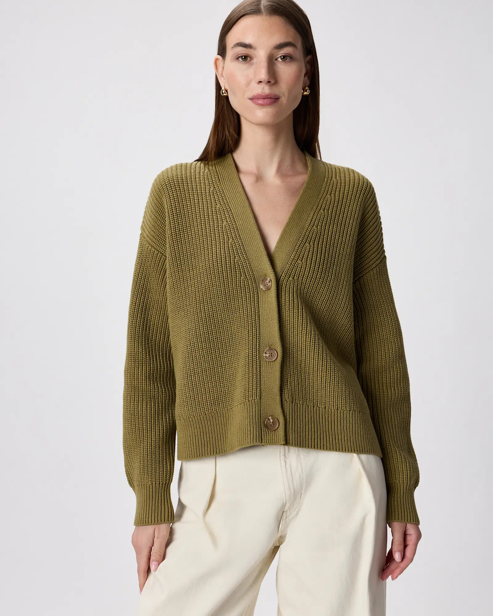100% Organic Cotton Fisherman Boxy Cropped Cardigan | Quince