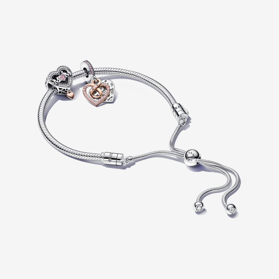 Two-tone Infinity Heart and Mom Charm Bracelet Set | Pandora (US)