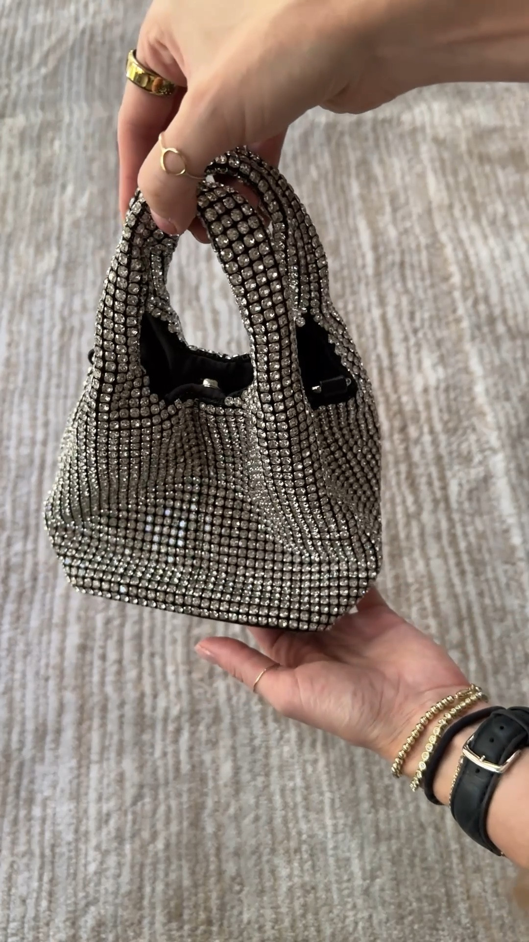 $10 glam rhinestone bag for every day or special events & everything I carry in it 