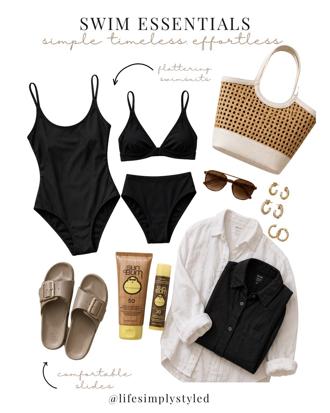 Summer style lately ☀️

A few simple favorites:
black swimwear, comfy slides, oversized sunnies, and easy layers that work for every summer plan.

#LTKOver40 #LTKSeasonal #LTKSwim