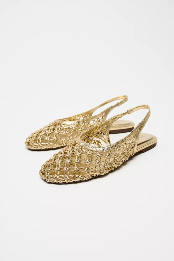 METALLIC BRAIDED SLINGBACKS | Zara US