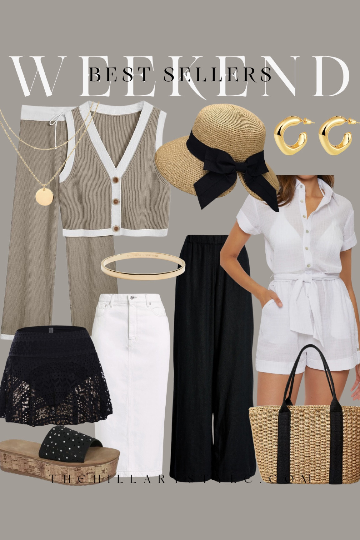 Weekend Best Sellers Fashion: Women’s Clothing from Amazon, target, Nordstrom and Walmart. Linen set, swim skirt, white denim skirt, black flow pants, white swim cover-up, beach bag, platform sandals, sun hat, gold jewelry. 

#LTKswim #LTKstyletip #LTKSeasonal