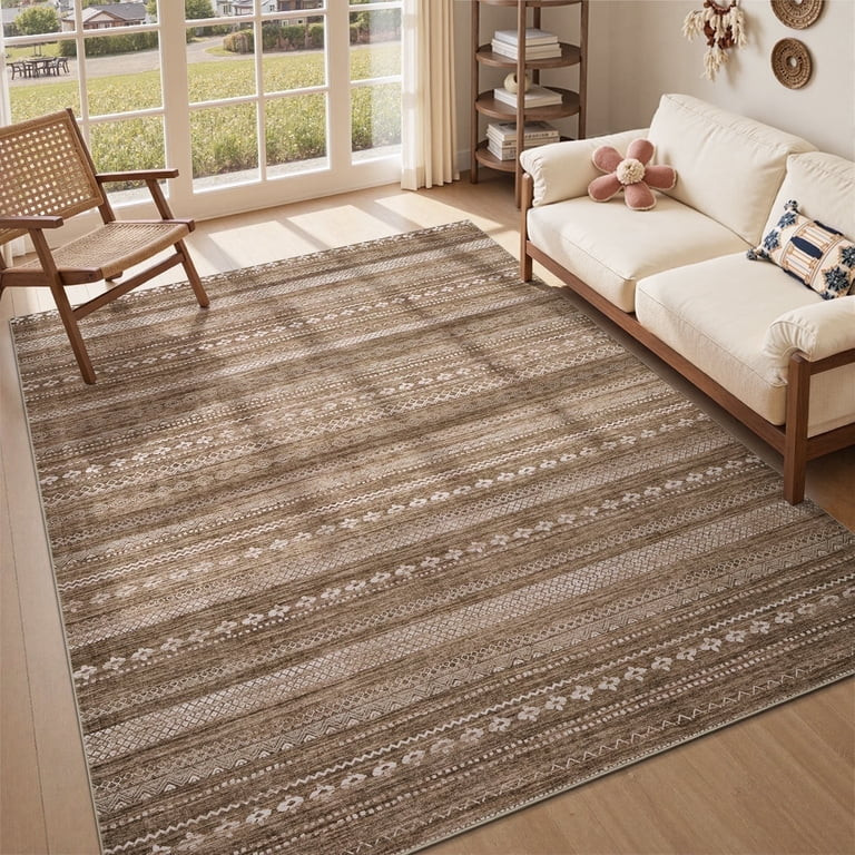 VUNATE 8'x10' Rugs for Living Room Washable Rugs Boho Moroccan Large Area Rug Soft Neutral Geomet... | Walmart (US)