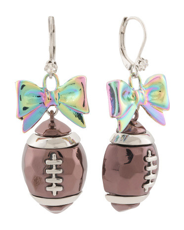 Football Bow Statement Earrings | TJ Maxx