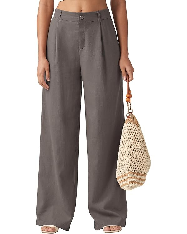 Willit Women's Linen Pants Wide Leg Work Dress Pants Casual Slacks Business Pants with Pockets 27... | Amazon (US)