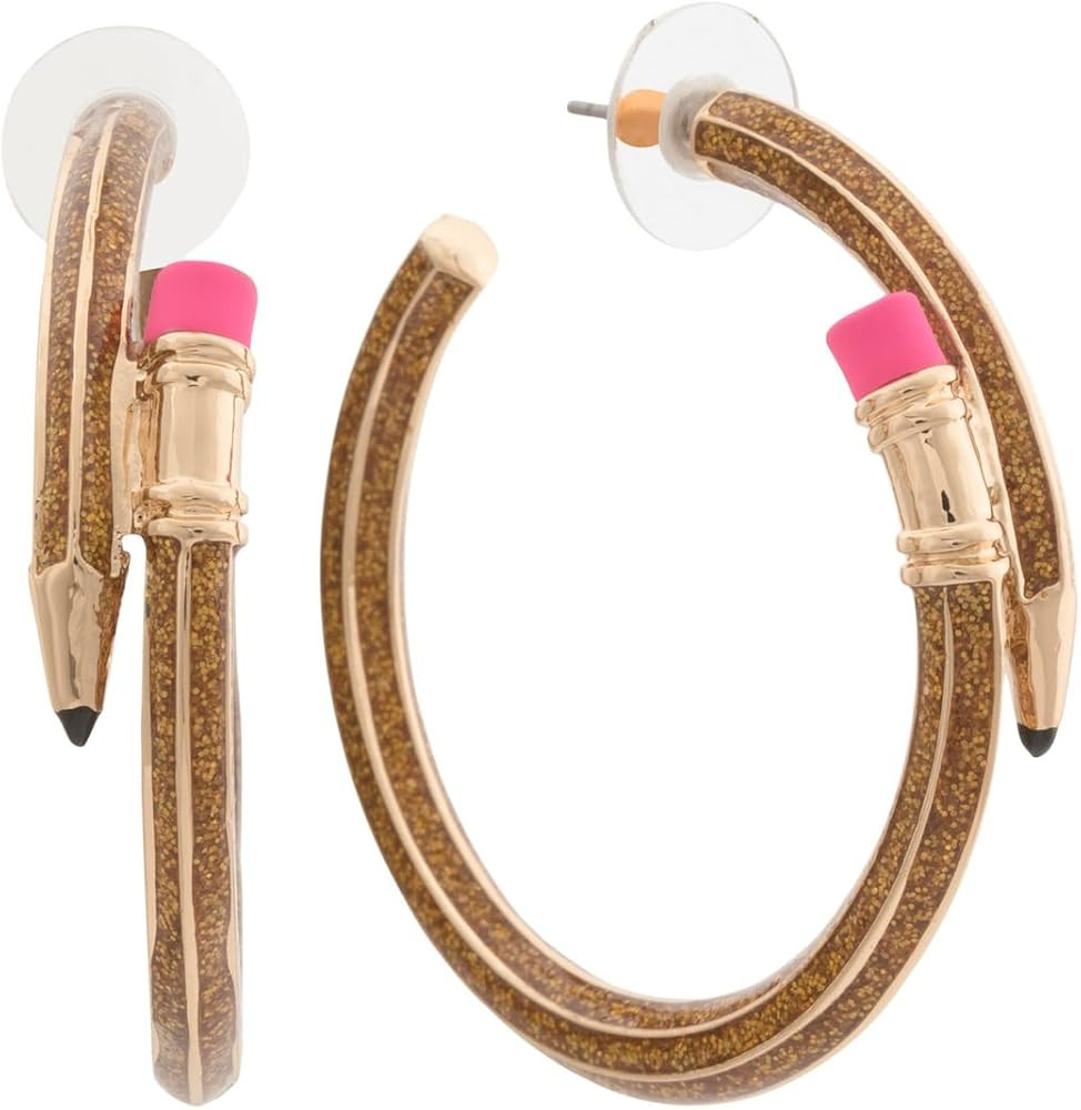 Betsey Johnson Pencil Hoop Earrings | Amazon (US)