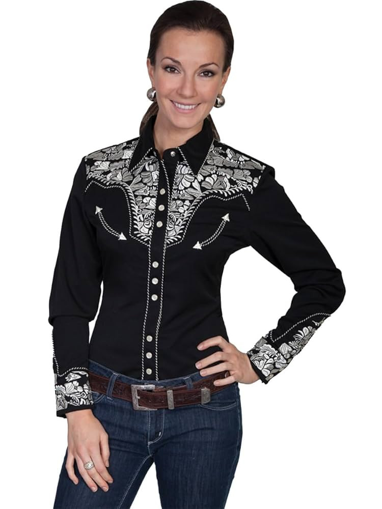 Scully Multi Colored Embroidered Yoke and Sleeve Western Shirt PL654C DEN *** | Amazon (US)