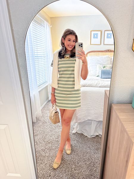 OOTD! Wearing a 2 in dress and XS in cardigan! Would be cute with sneakers for a golf tournament!

OOTD // spring outfit // golf tournament // golf outfit inspo!

#LTKSeasonal #LTKstyletip