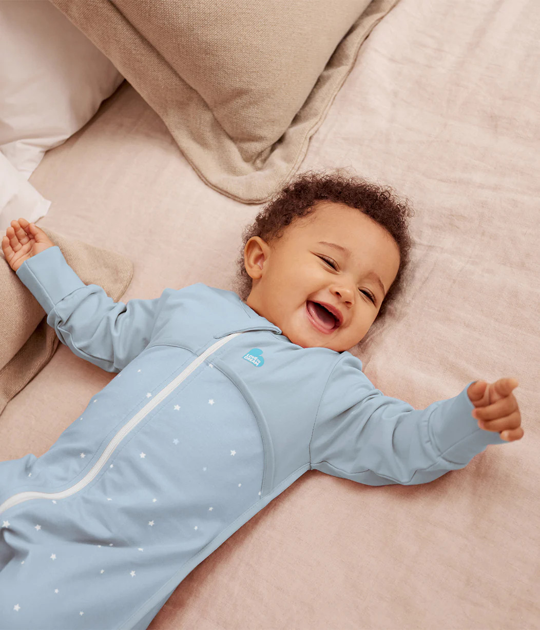 Sleep Suit Long Sleeve 1.0 TOG Cotton Powder Blue Twinkle | Love to Dream UK