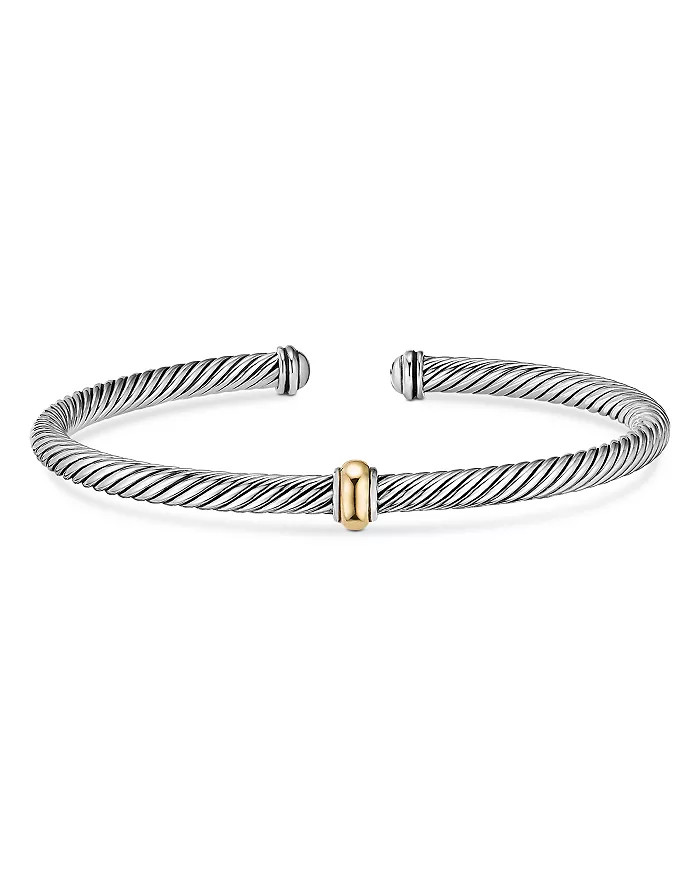 Classic Cable Station Bracelet in Sterling Silver with 18K Yellow Gold, 4mm | Bloomingdale's (US)