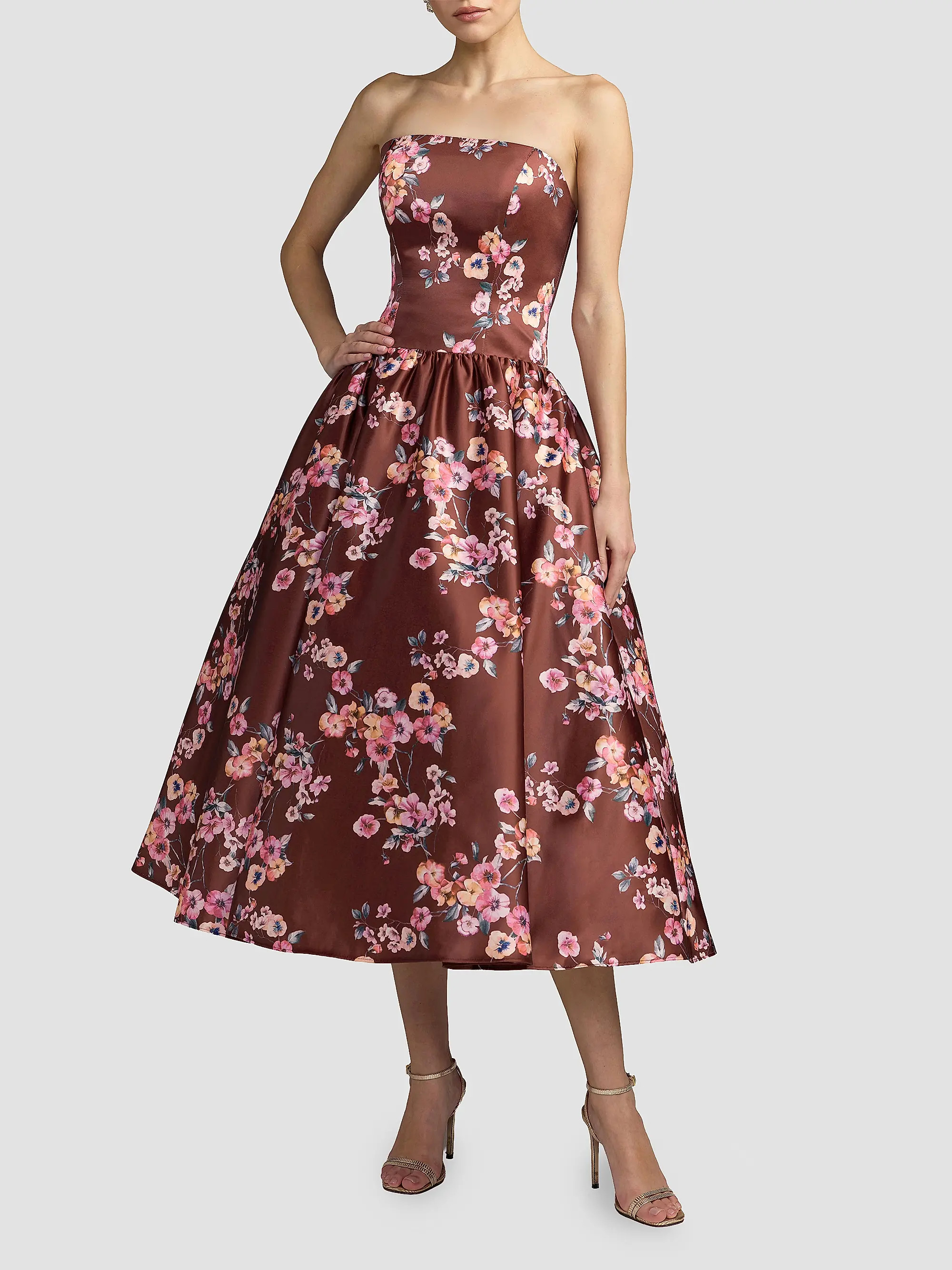 Floral Satin Drop Waist Midi Dress | Saks Fifth Avenue