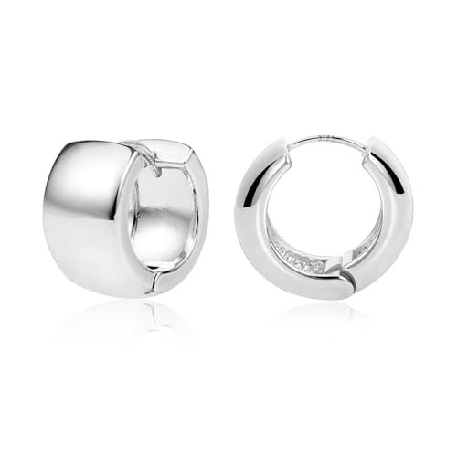 925 Sterling Silver Earrings Small Chunky Silver Earrings for Women Trendy Chunky Hoop Earring Hypoallergenic Earing Small Thick Huggie Hoops for Jewelry | Amazon (US)