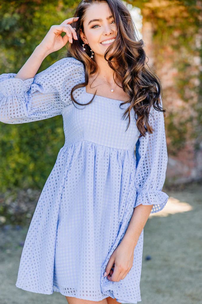 Known Beauty Blue Textured Babydoll Dress | The Mint Julep Boutique