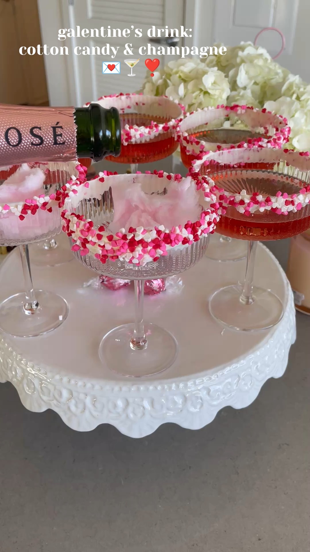 Easy DIY Galentine’s Party Idea:
-rim your champagne coupe with vanilla icing 
- roll in Valentine’s Day sprinkles 
- place cotton candy in your glass 
- pour your favorite champagne & enjoy!

Galentine’s party, Galentines ideas, Valentine’s Day, valentines decor, Galentines decor, what to make at Galentine’s party 

#LTKFindsUnder50 #LTKSeasonal #LTKHome