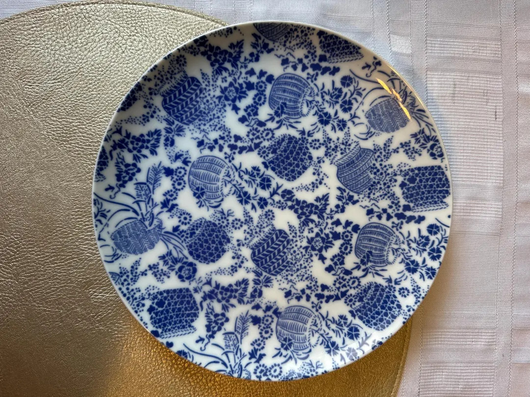 Vintage Blue and White Plate: Baskets and Floral Wall Hanging - Etsy | Etsy (US)