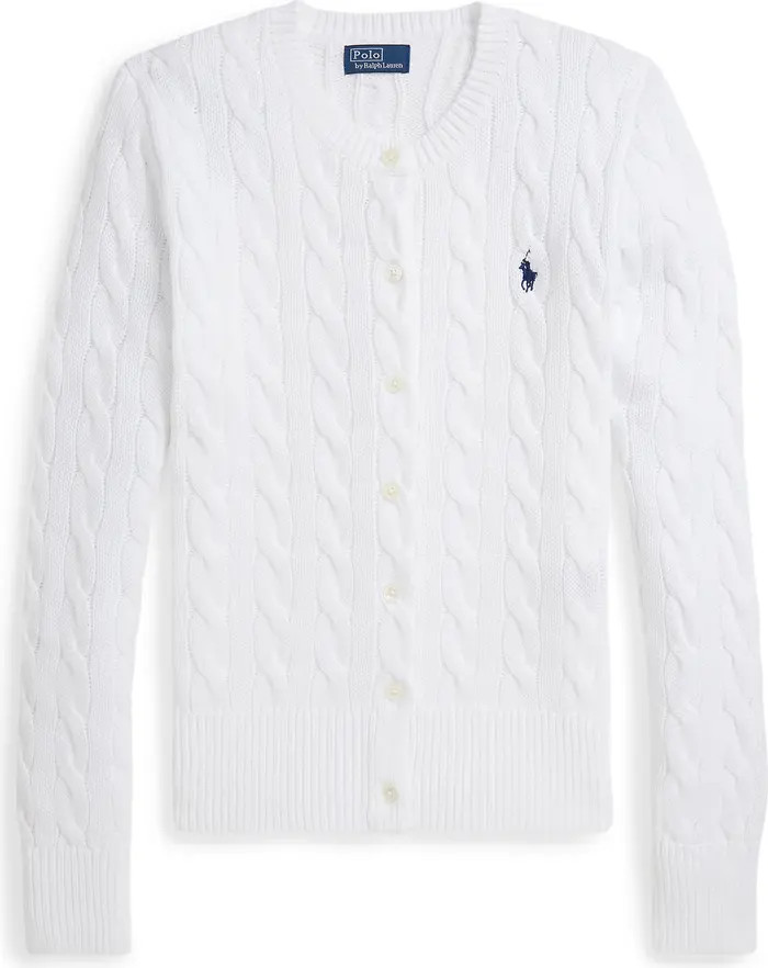 Cable Cotton Crewneck Cardigan | Nordstrom