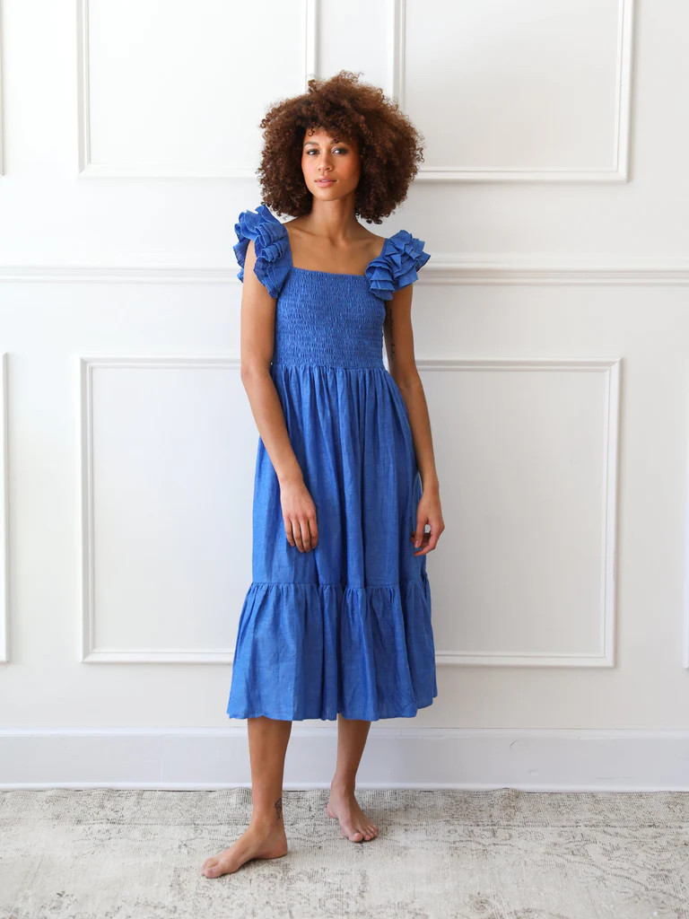 Shop Mille - Olympia Dress in True Blue Linen | Mille
