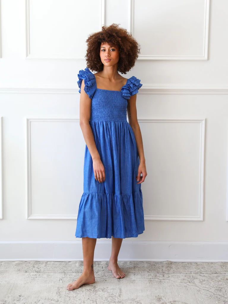 Shop Mille - Olympia Dress in True Blue Linen | Mille