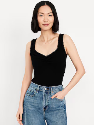 Ribbed Cinched-Front Tank Top | Old Navy (US)