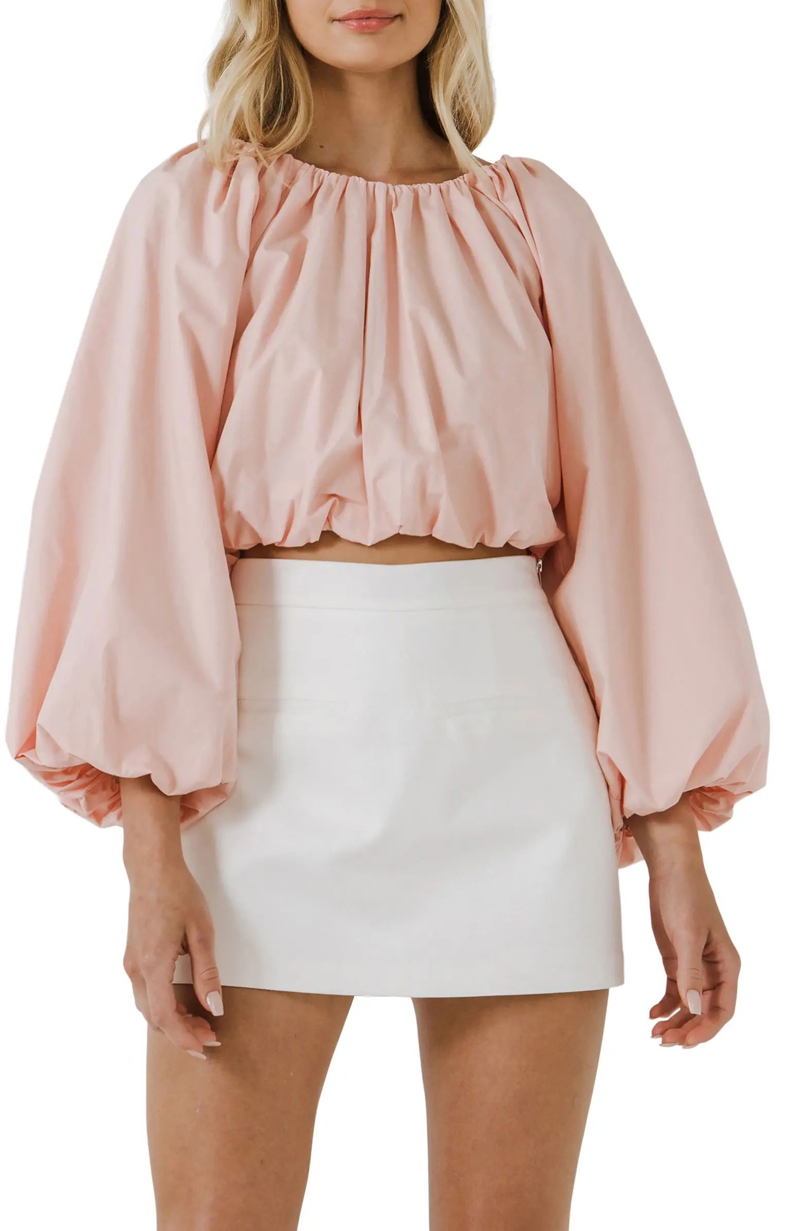 English Factory Crop Blouson Sleeve Top | Nordstrom | Nordstrom