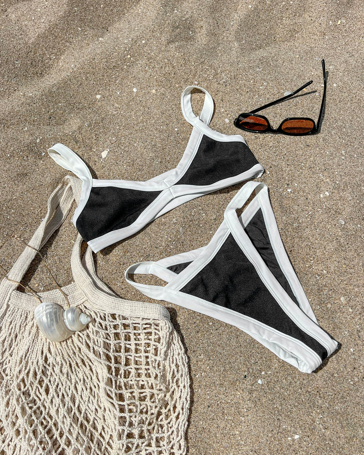 Mackenzie Bikini Bottom - Black-Cream | L*Space