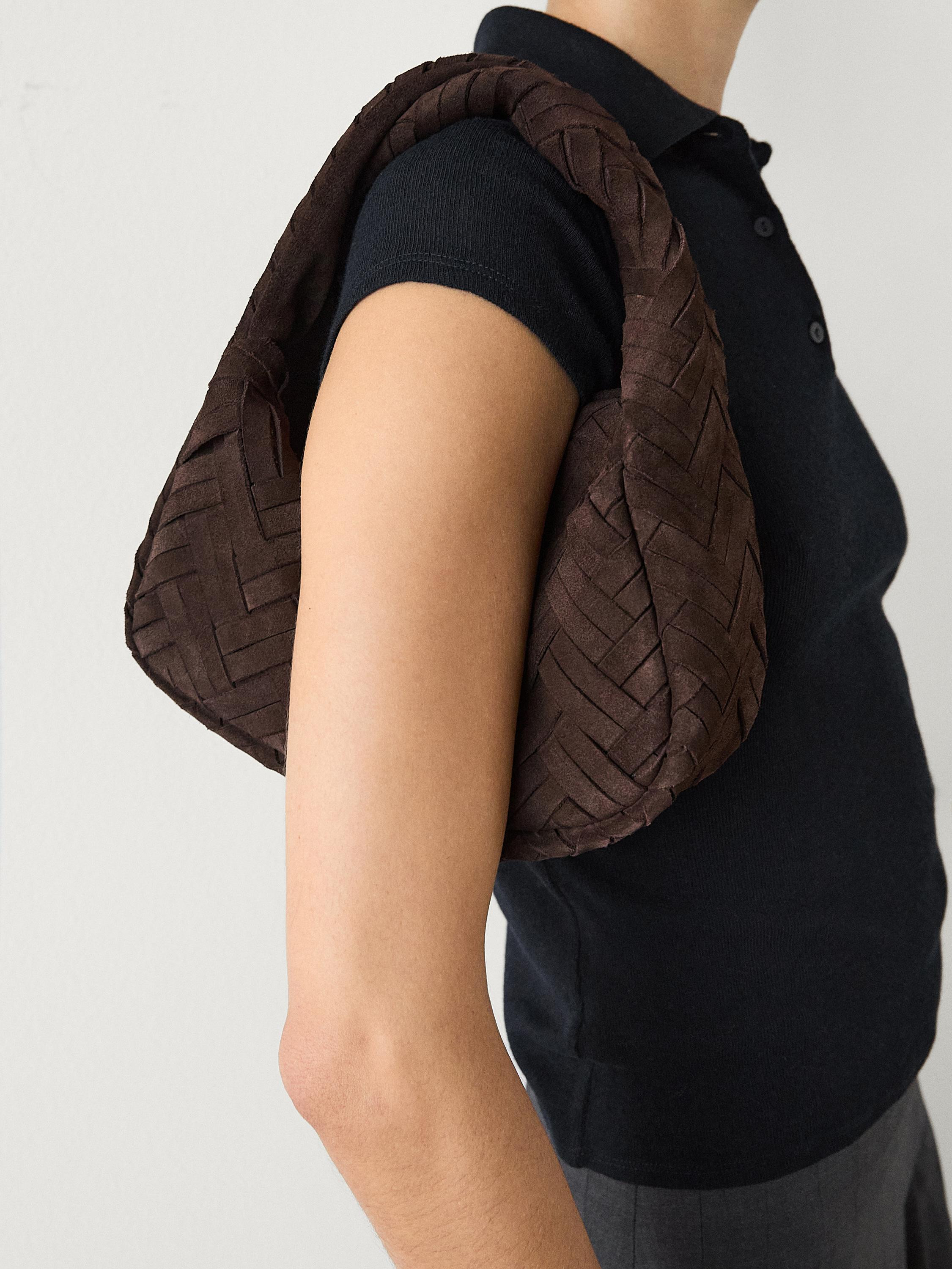 Split suede braided handbag £199.00 Add to basket  BROWN / O.S.F.A.Handbag made in sheepskin lea... | Massimo Dutti UK