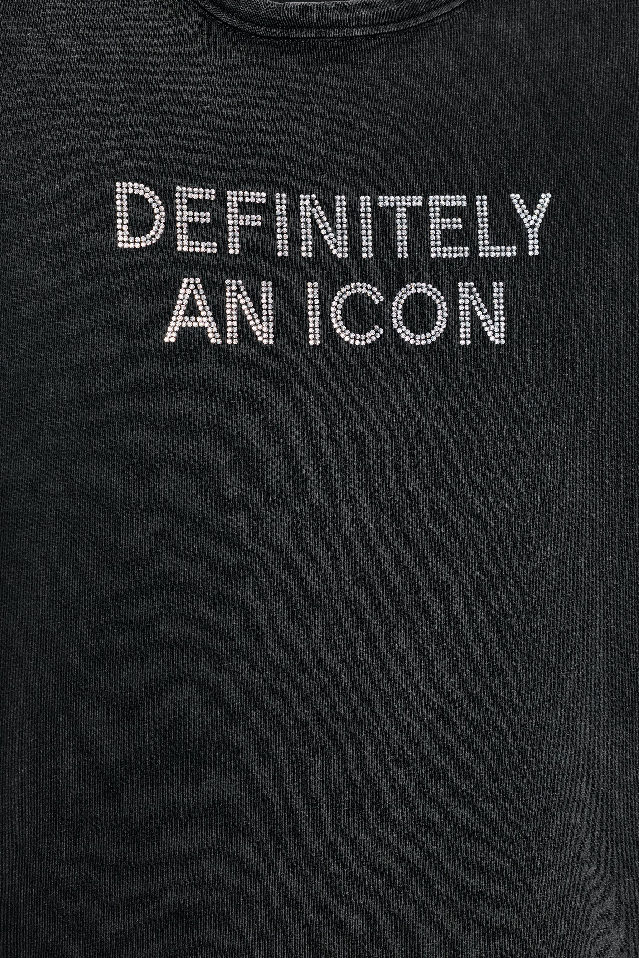 WASHED EFFECT SPARKLY TEXT T-SHIRT | Zara US