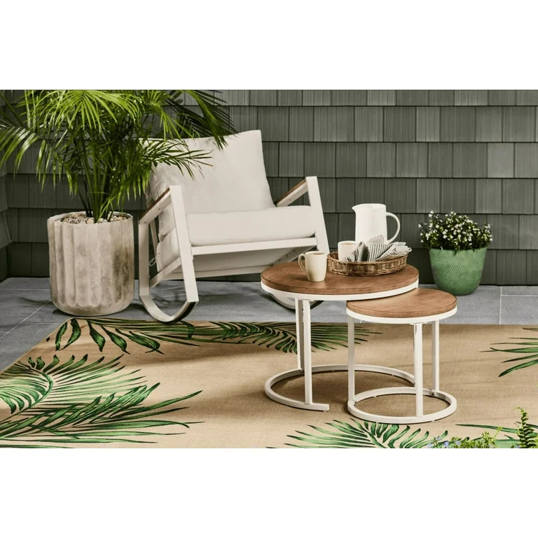 Better Homes & Gardens Marlow Outdoor 2pk Patio Nesting Tables, White | Walmart (US)
