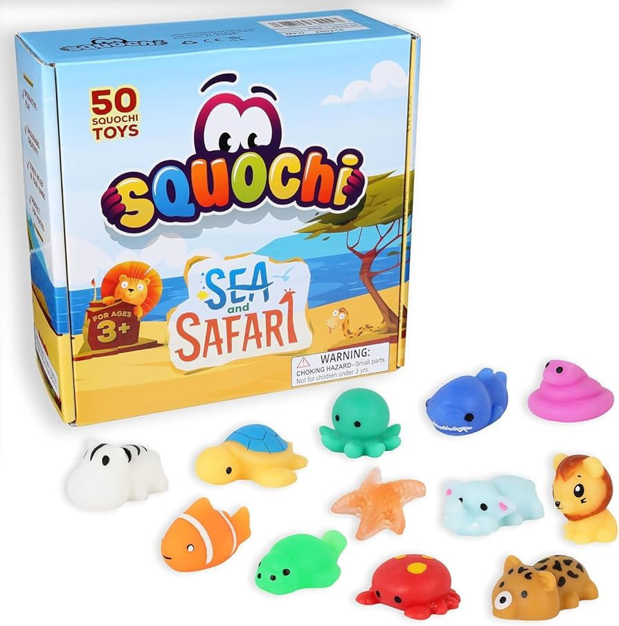 Sea & Safari Squishy Toys 50pcs – Collectible Mochi Fidget Toys in Blind Bags | Sea & Land Anim... | Amazon (US)