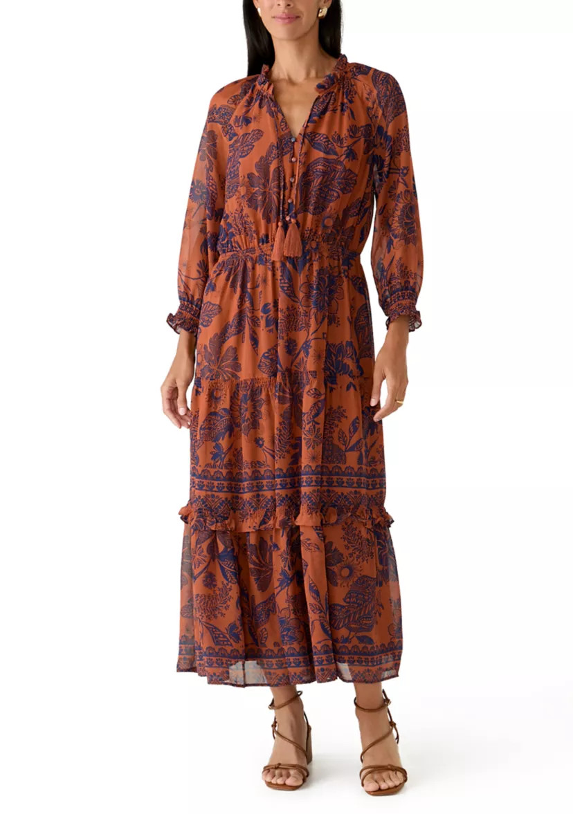 Women's 3/4 Sleeve Smocked Waist Tiered Maxi Dress | Belk