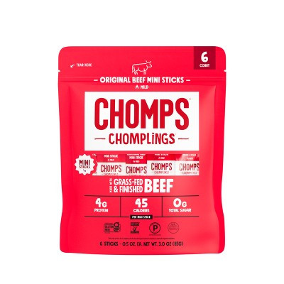 Chomps Chomplings Original Beef Mini Sticks - 3oz/6ct: Keto Certified, Sugar-Free, High Protein | Target
