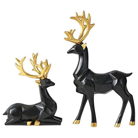 Christmas Reindeer Figurine Nordic Modern Style Synthetic Resin Elk Statue Pair Fitting Standing ... | Amazon (US)