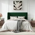 Amolife Queen Size Velvet Vertical Stripe Upholstered Bed Frame with Wingback Headboard, Green | Walmart (US)