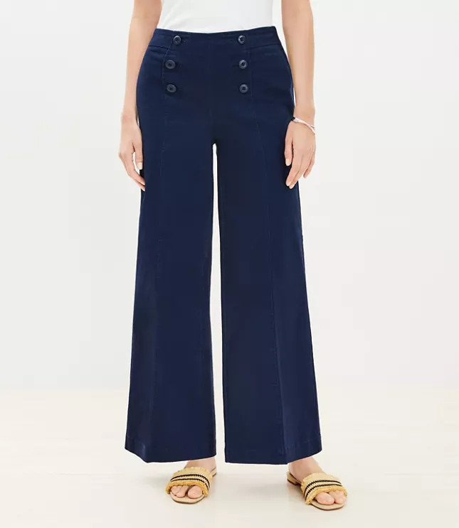 Wide Leg Sailor Pants in Twill | LOFT