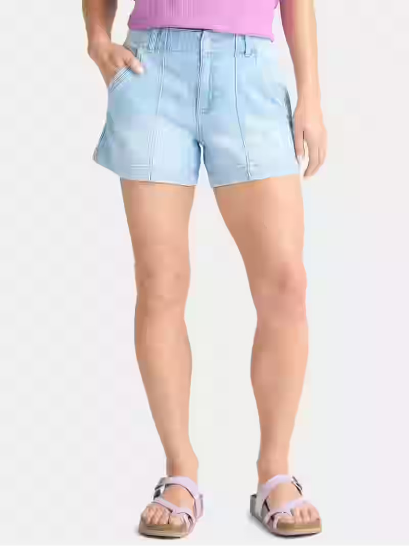 Time and Tru Women's and Women’s Plus High Rise Denim Utility Shorts, Sizes 0-22 | Walmart (US)