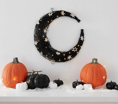 Black Vine Light-Up Moon Wreath | Pottery Barn Kids | Pottery Barn Kids