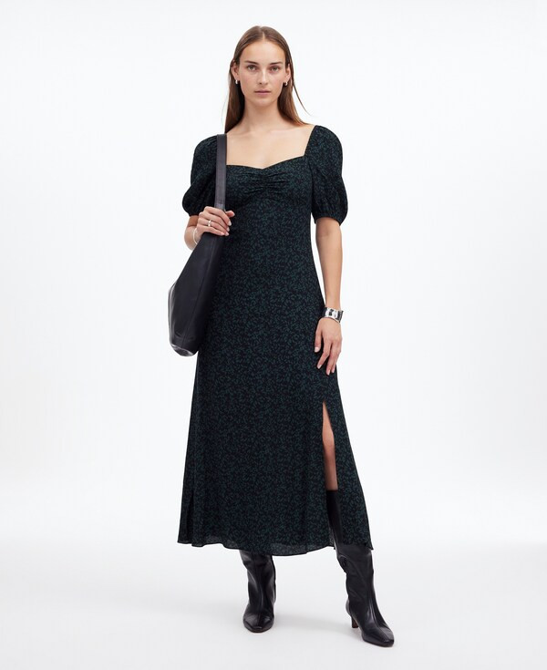 Puff-Sleeve Sweetheart Midi Dress in Floral | Madewell