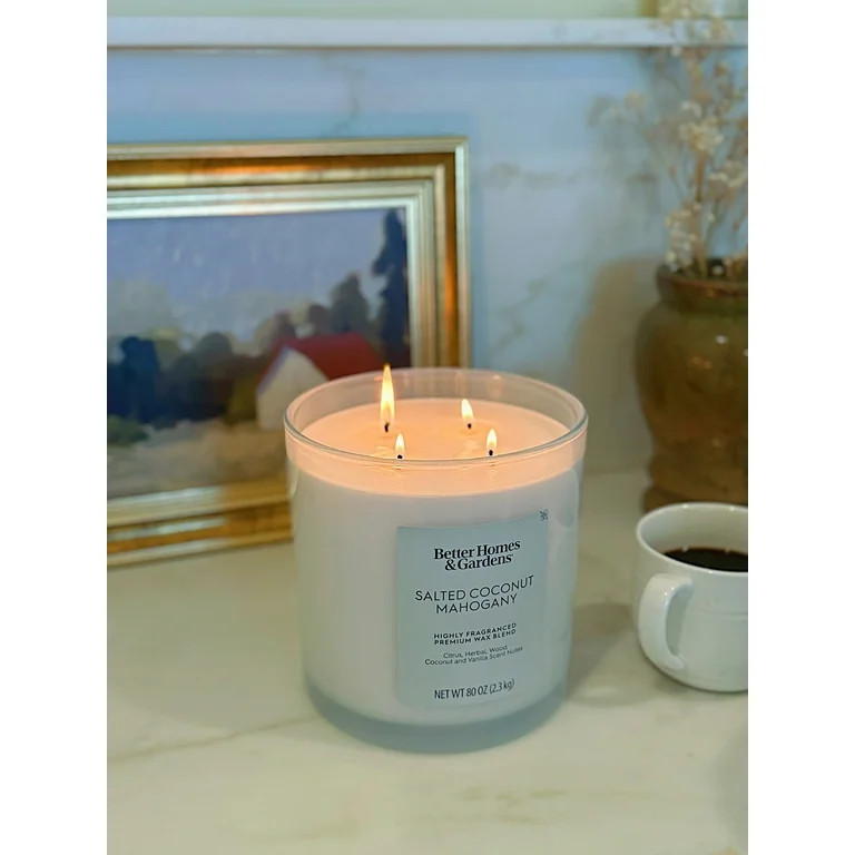 Better Homes & Gardens Salted Coconut Mahogany Scented 4-Wick Large Oversized Jar Candle 80oz. | Walmart (US)