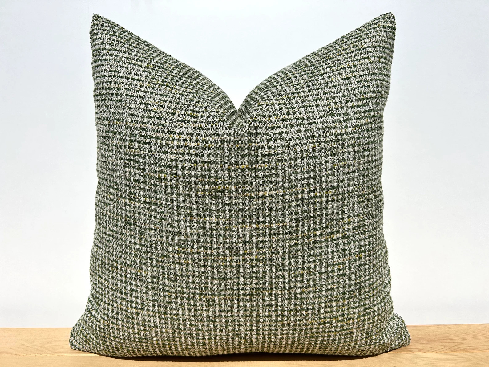 Green and White Boho Pillow Cover, Green Cushion Cover 26x26, Boucle Textured Euro Sham, Sofa Lum... | Etsy (US)